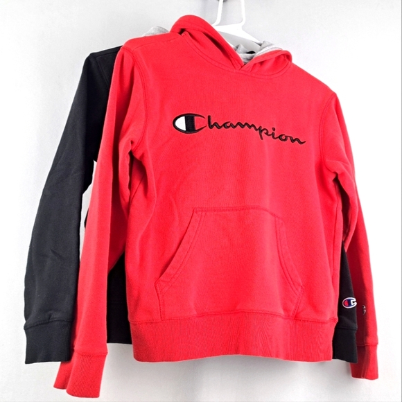 Champion Youth Hoodies 2, Black, Red, sz M - Picture 2 of 4